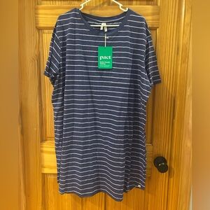 Pact Women's Blue and White Striped Swim Coverup